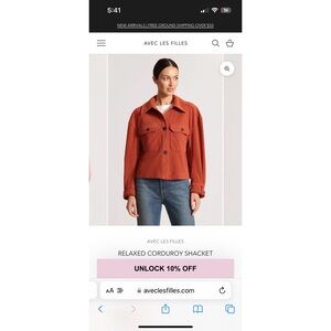 Avec Les Filles Burnt Orange Corduroy Shacket